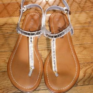 Tan and silver sandals!